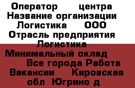 Оператор Call-центра › Название организации ­ Логистика365, ООО › Отрасль предприятия ­ Логистика › Минимальный оклад ­ 25 000 - Все города Работа » Вакансии   . Кировская обл.,Югрино д.